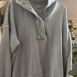 aerie Washed Pullover Hoodie in Soft Sage Blue